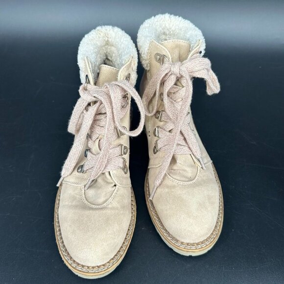 Dirty Laundry Casbah Ankle Boot Size 9 Creme Sherpa Lace Up Boots Chunky - Picture 5 of 11
